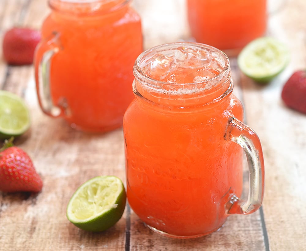 Strawberry Limeade is a refreshing summer drink made with freshly-squeezed lime juice, pureed strawberries, and simple syrup. It's fresh, tangy, fruity and the perfect way to beat the heat.