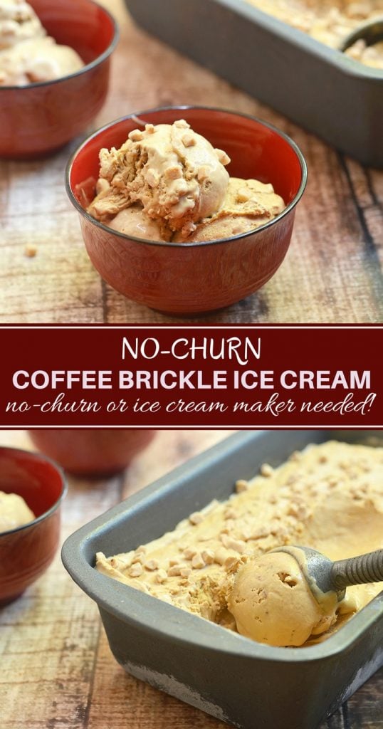 No-churn coffee ice cream with toffee bits