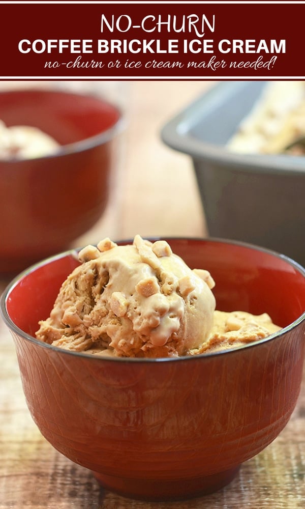 Coffee Ice cream made of whipped cream, condensed milk and toffee bits