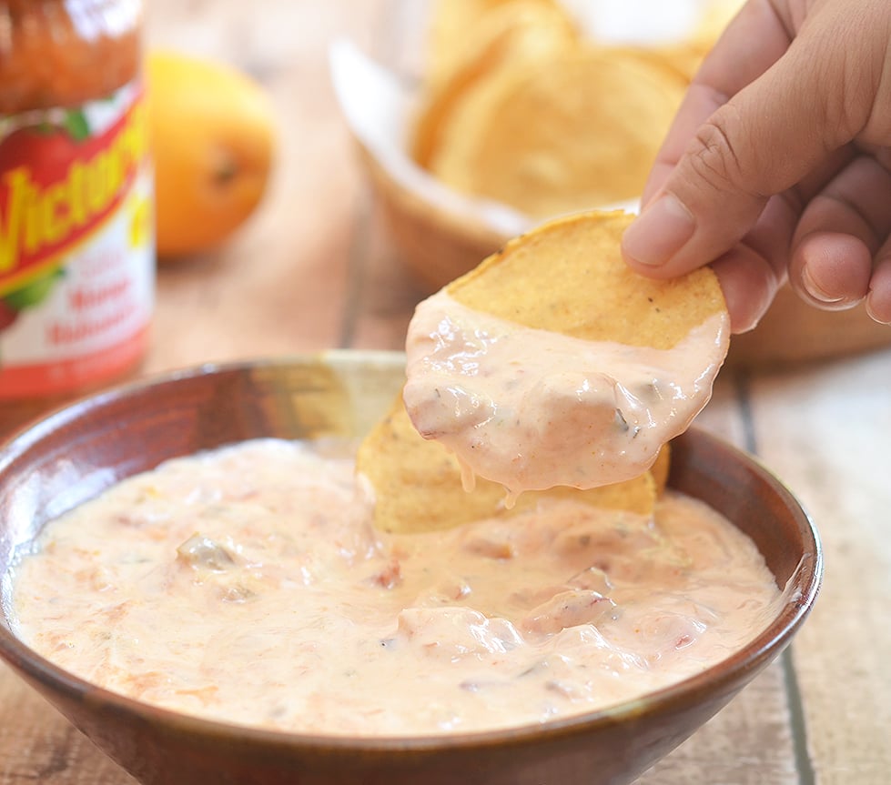 Ready for a simple chip dip?  Use the leftover mango habenero salsa to make a chip dip. 