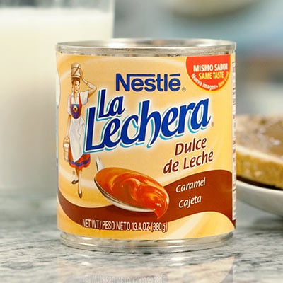 This ice cream uses a can of Nestle La Lechera caramel. 