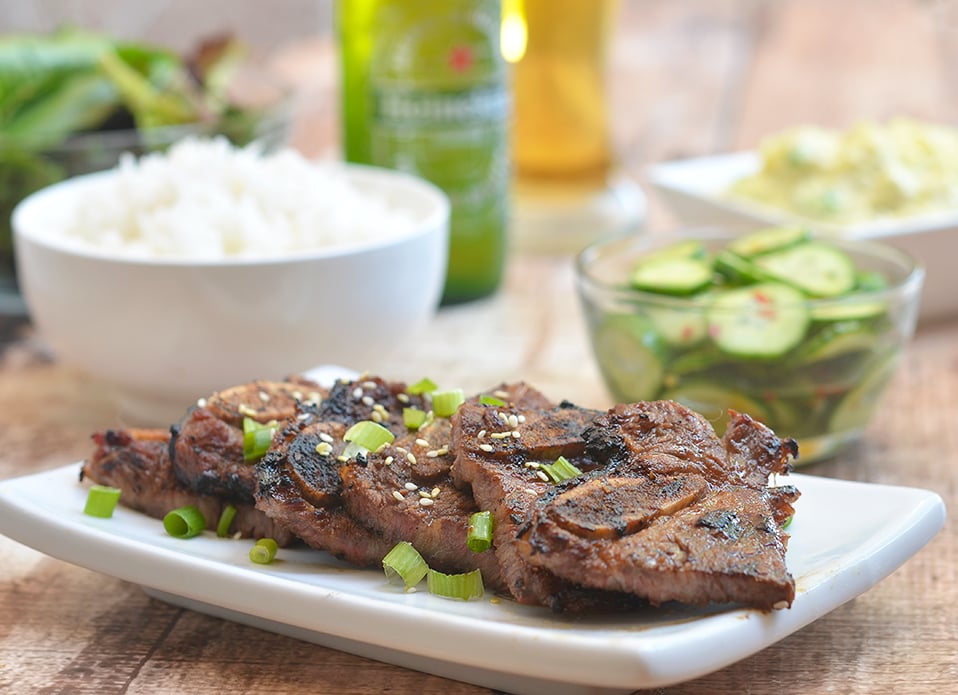 Moist and flavorful Korean BBQ Kalbi are so easy to make and grill up in no time. They're so addicting, it will be hard to eat just one!