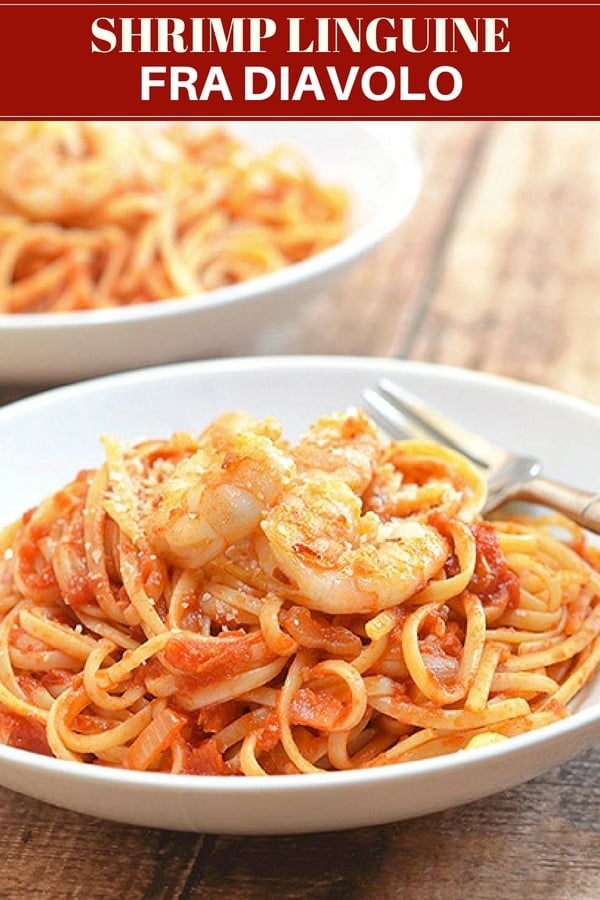Pasta fra Diavolo with shrimp and linquine
