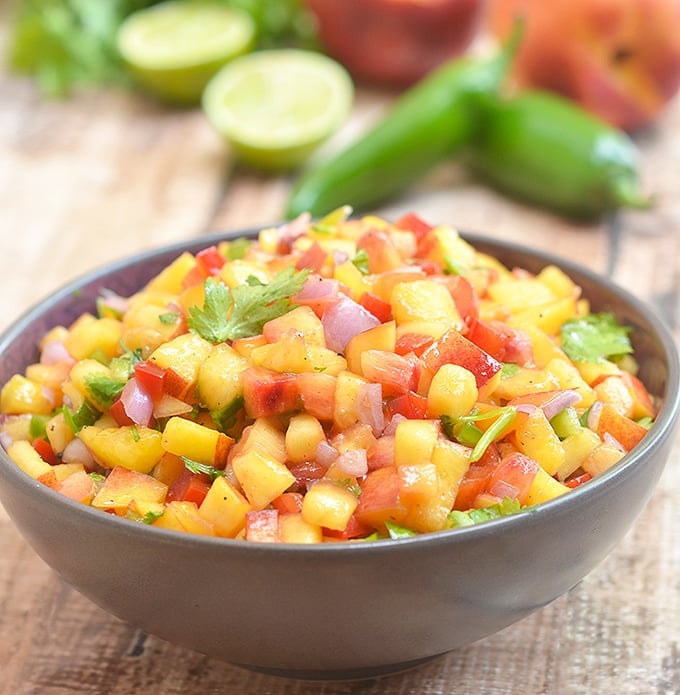 nectarine salsa in a serving bowl 