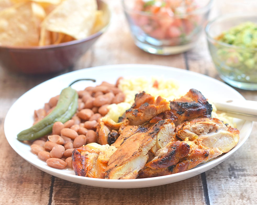 Pollo Asado is marinated in citrus juices and a special blend of spices and then grilled to perfection. It's delicious fresh off the grill with your favorite sides and leftovers are amazing in tacos, burritos or quesadillas!