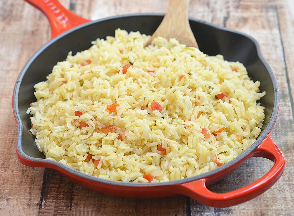 Spanish rice is the perfect accompaniment to your favorite Mexican entrees. 