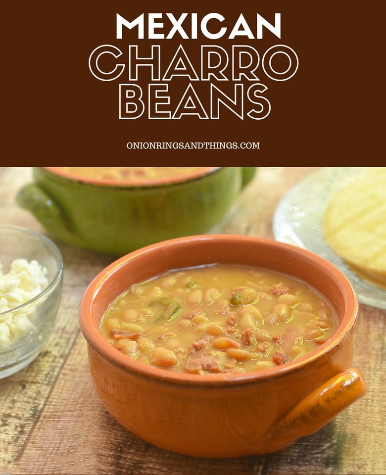 Charro Bean cooked with bacon, chorizo, tomatoes and chili peppers for a delicious accompaniment to your favorite Mexican entrees. They're hearty enough to be enjoyed on their own with warm tortillas and the recipe can be easily doubled to feed a crowd!