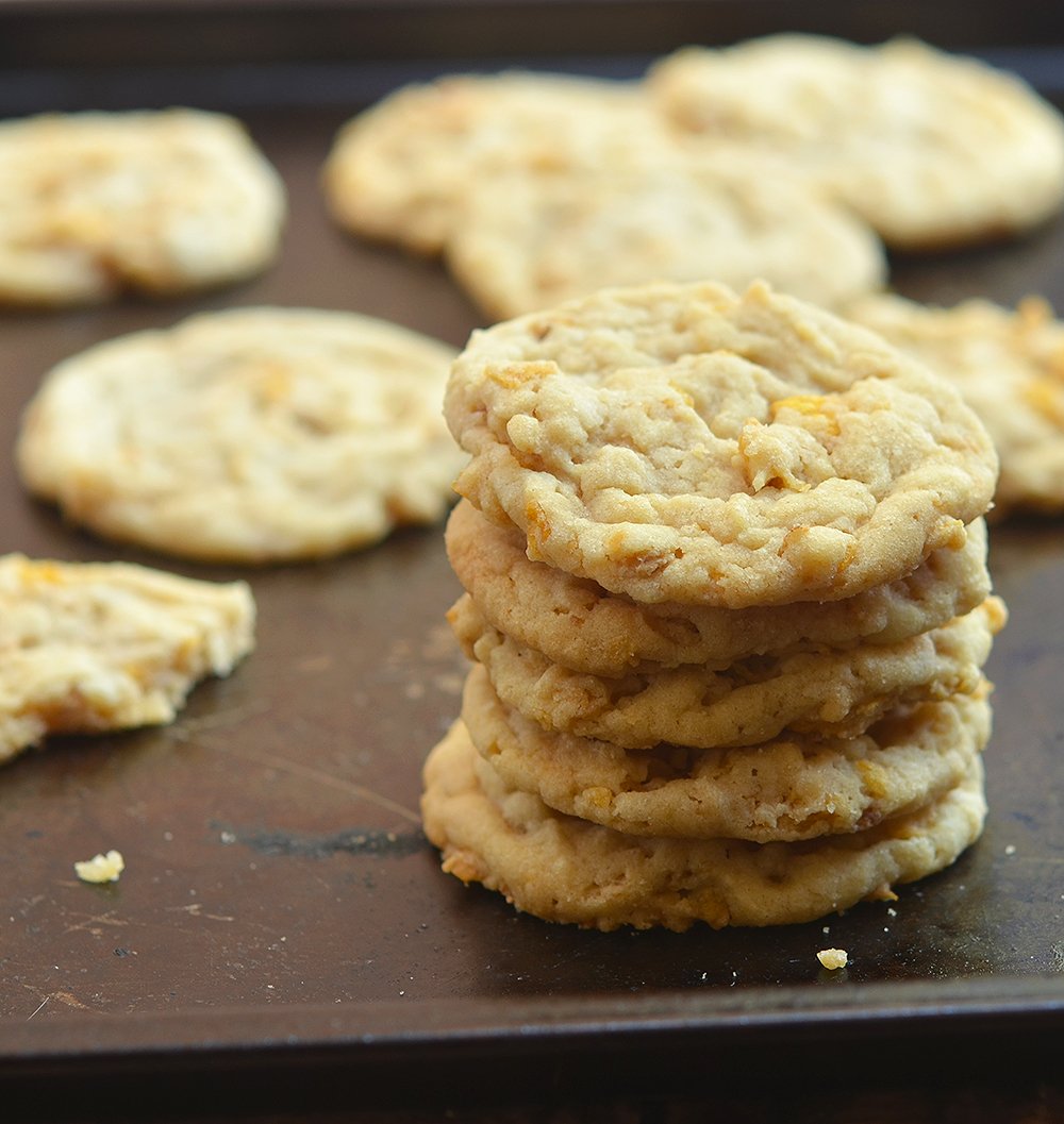 Peanut butter corn flake cookies are a chewy, salty-sweet irresistible treat. 