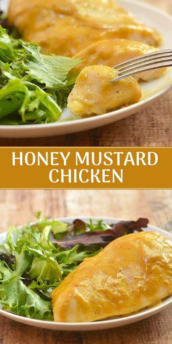 Honey Mustard Chicken on a plate with a side of green salad