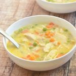 Chicken Pot Pie Soup has all the flavor and comfort of classic chicken pot pie but without the extra calories and extra work of a pie crust. Hearty and delicious, it’s perfect comfort food for chilly winters.