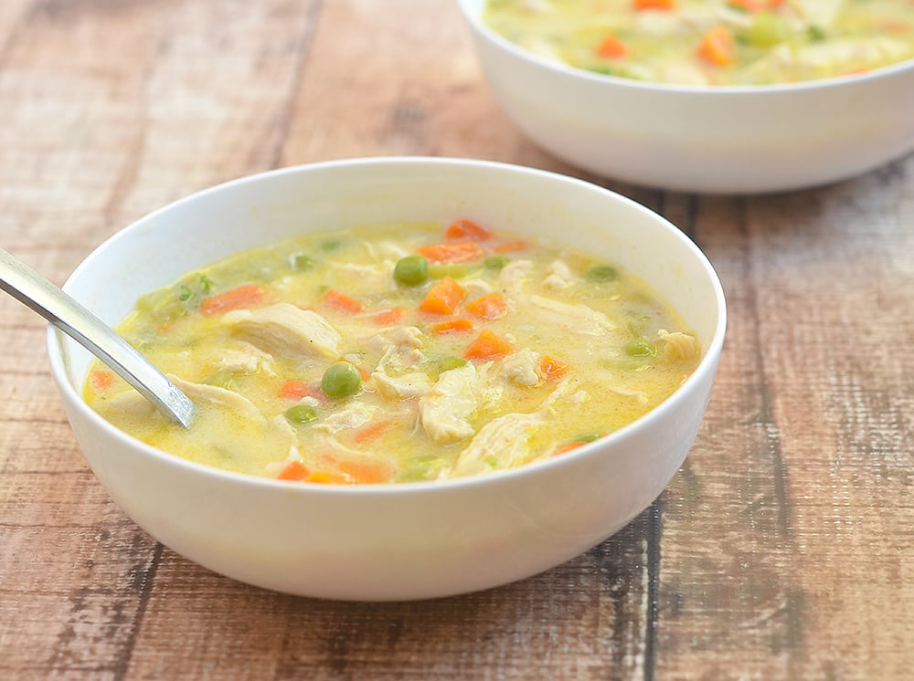 Serve up a warm bowl of this delicious chicken pot pie soup today!