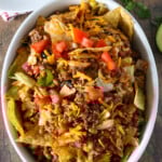 Trash Bag Taco Salad in a serving dish.