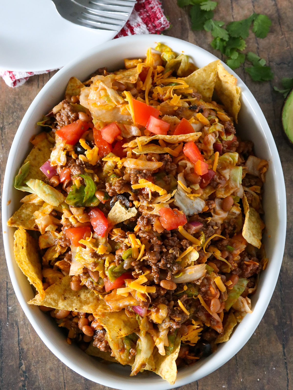 Trash Bag Taco Salad in a serving dish