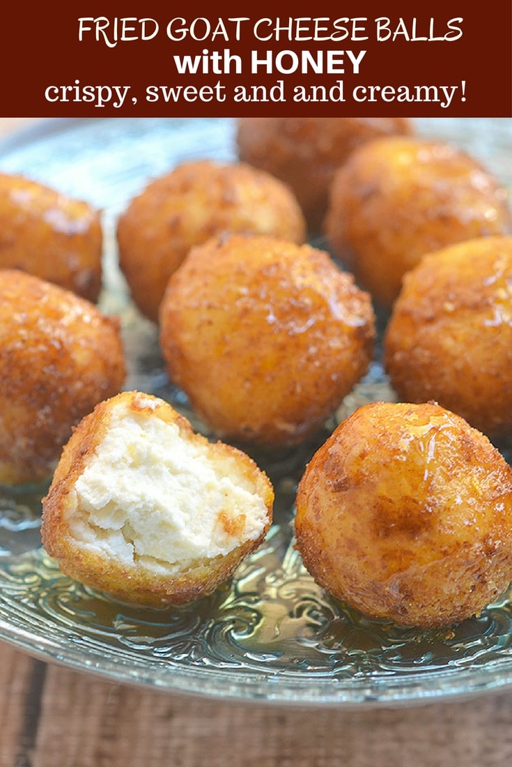 Fried goat cheese balls with honey are this holiday season's appetizer of choice! A delightful combination of sweet, creamy and crunchy, they're sure to be a party favorite!