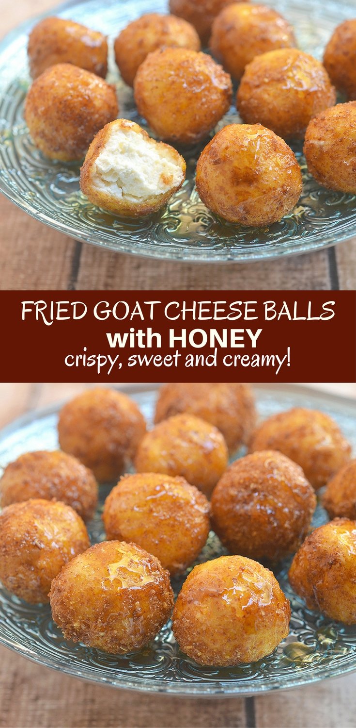 Fried goat cheese balls with honey are this holiday season's appetizer of choice! A delightful combination of sweet, creamy and crunchy, they're sure to be a party favorite!