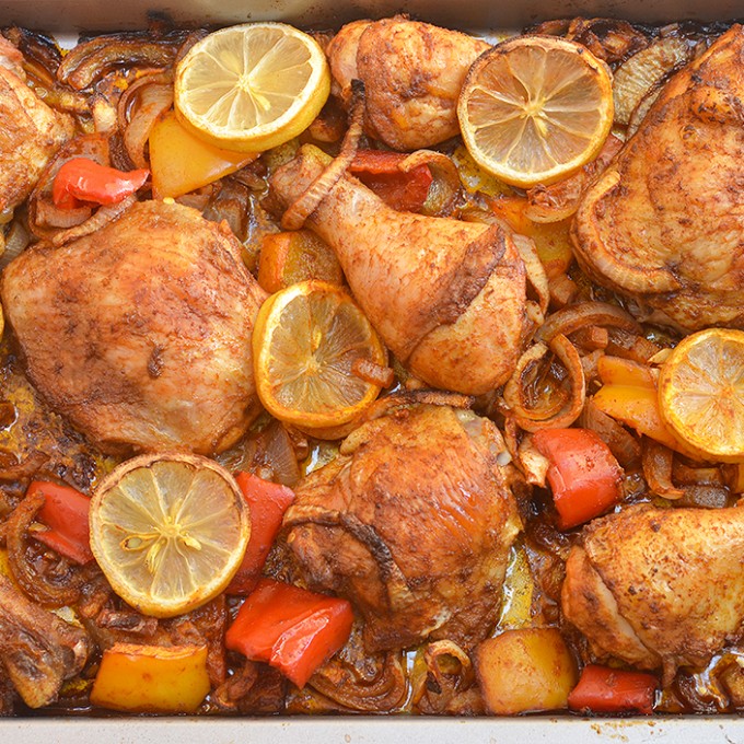 Roasted Chicken with Sweet Onions is an easy weeknight dinner meal the whole family will love! This Peruvian-style chicken is moist, juicy and loaded with big flavors!