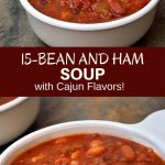 15-Bean Soup with Ham with assorted beans, ham, tomatoes, and Cajun spices for the ultimate cold weather comfort food. It's thick, hearty, delicious and the perfect use for your leftover ham!