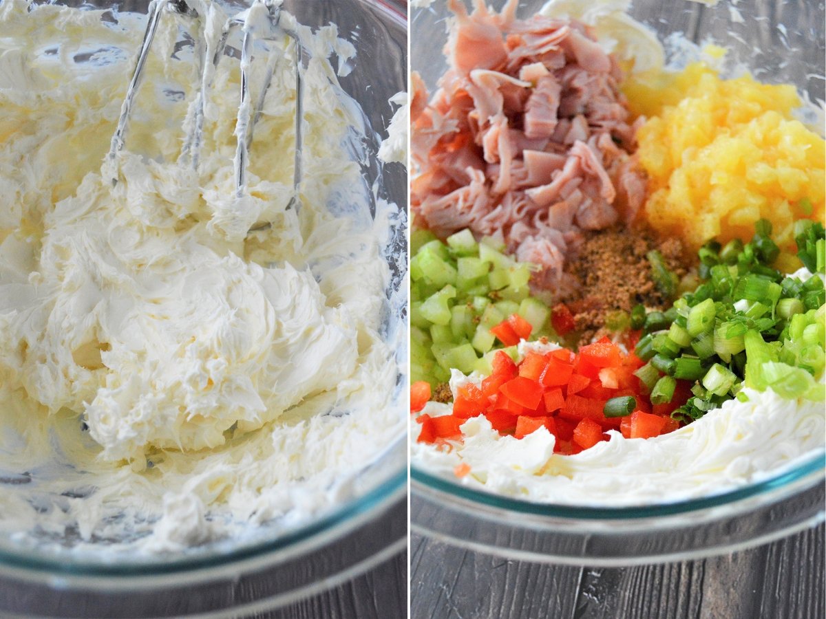 making cream cheese mixture in a bowl