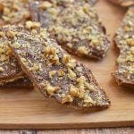 Saltine Toffee Cookies on a wooden board