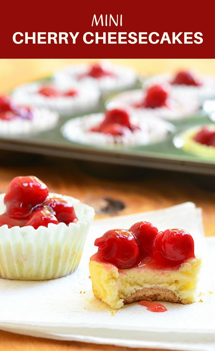 Mini Cherry Cheesecakes with vanilla wafer crust, creamy cheesecake, and cherry topping are as easy to make as they are delicious. They're the perfect-sized sweet treat for one but are just as amazing for a large crowd!