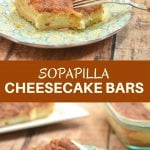 Sopapilla Cheesecake Bars with pillowy, cinnamon pastry and dreamy cheesecake layer are ridiculously easy to make yet absolutely delicious. Make sure to double the batch as your guests will be lining up for more!