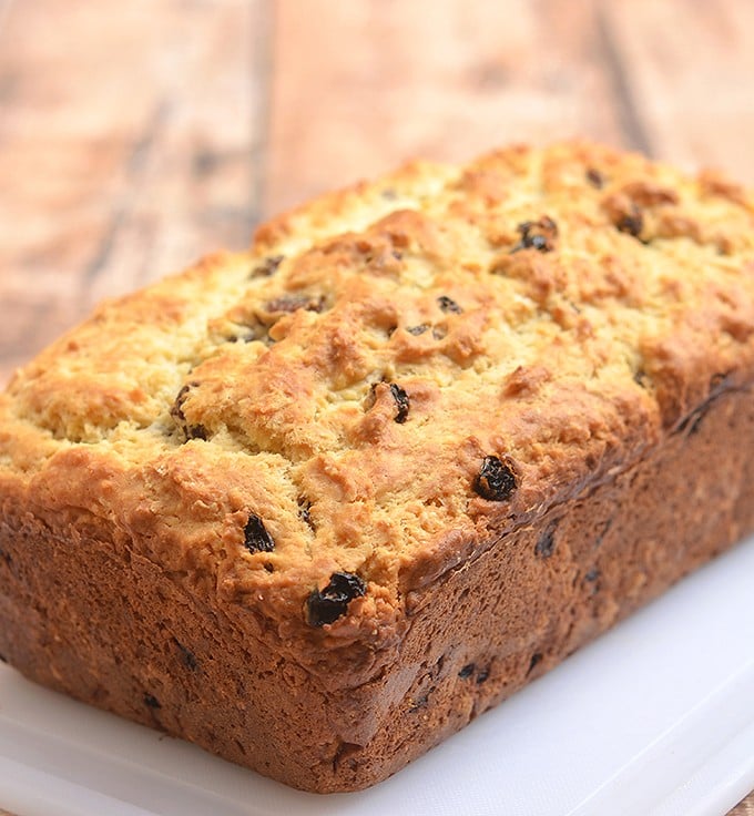 Irish Soda Bread with a delicious golden crust on the outside, moist and fluffy on the inside, and generously studded with plump raisins is the best quick bread loaf you'll ever have! It's perfect for all your St. Patrick's celebrations but just as good all year long