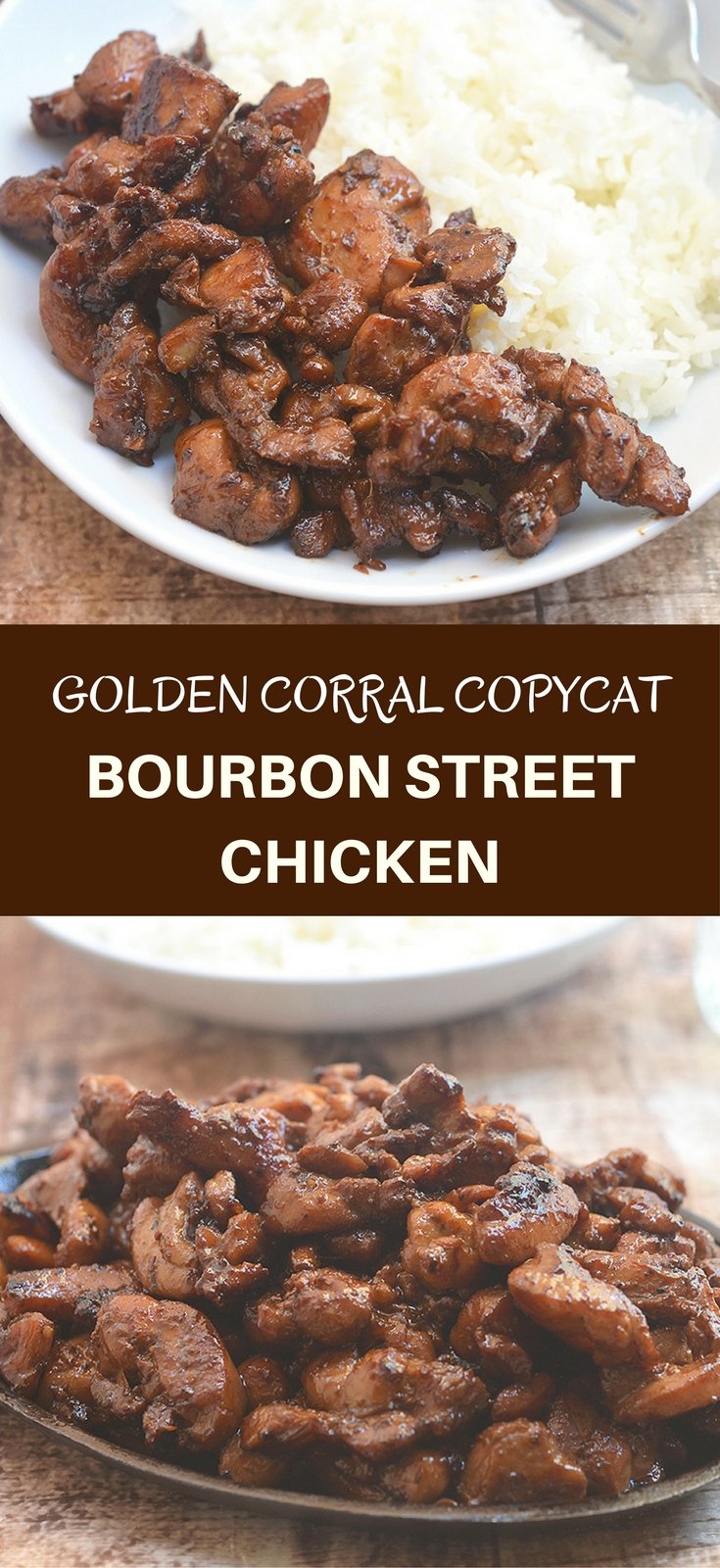 Golden Corral Bourbon Street Chicken Copycat brings all the sweet, sticky, salty and yummy flavors you love right in your own kitchen. Only five ingredients and less than 20 minutes of cook time for an amazing dinner meal the whole family will love!