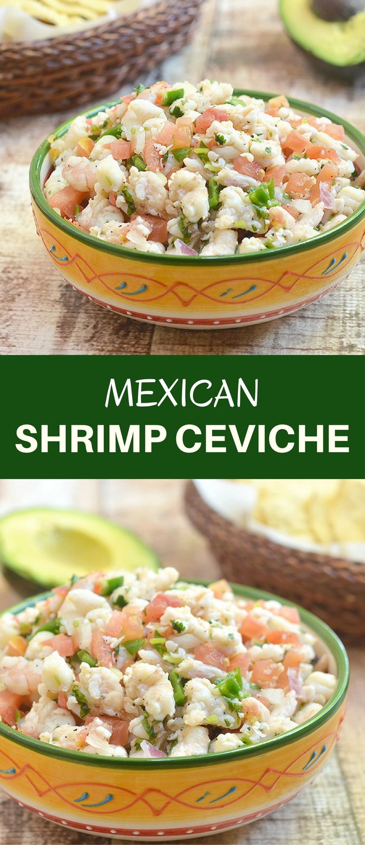 Shrimp Ceviche is refreshingly tangy, slightly spicy, and amazing with crisp tortilla chips. It's the perfect summer treat!