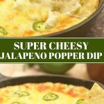Cheesy Jalapeno Popper Dip in a cast iron pan