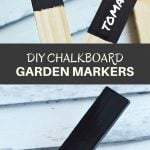 DIY Chalkboard Garden Markers make a cute addition to your garden! Made with sturdy wooden stakes and painted black chalkboard paint, they're reusable year after year!