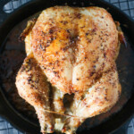 roasted chicken in a cast iron skillet