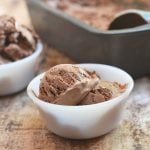 Chocolate ice cream in white dessert bowls