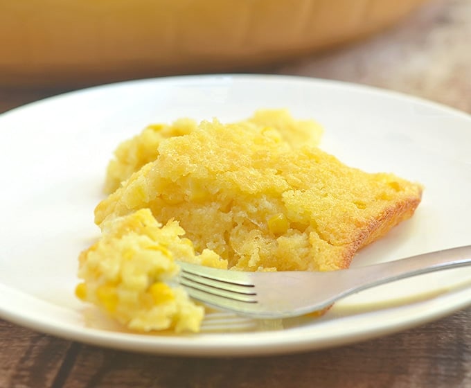 sweet corn pudding in a serving plate