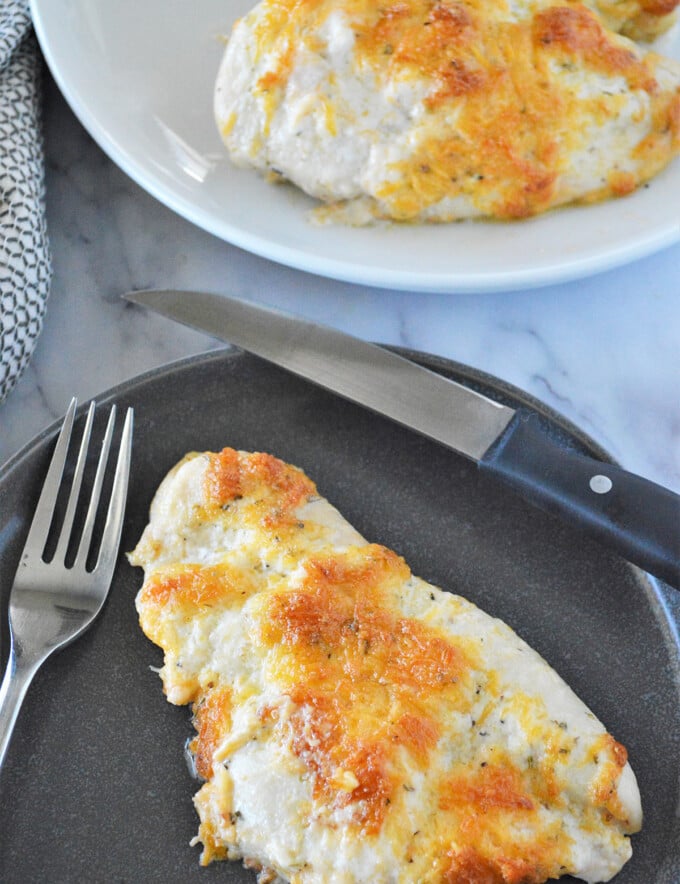 Easy Peasy Cheesy Mayo Chicken on a plate