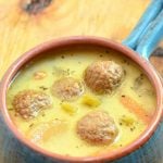 Slow Cooker Potato Meatball Stew loaded with meatballs, potatoes, celery, and carrots for a delicious weeknight meal. It's rich, creamy, and the perfect cold weather comfort food.