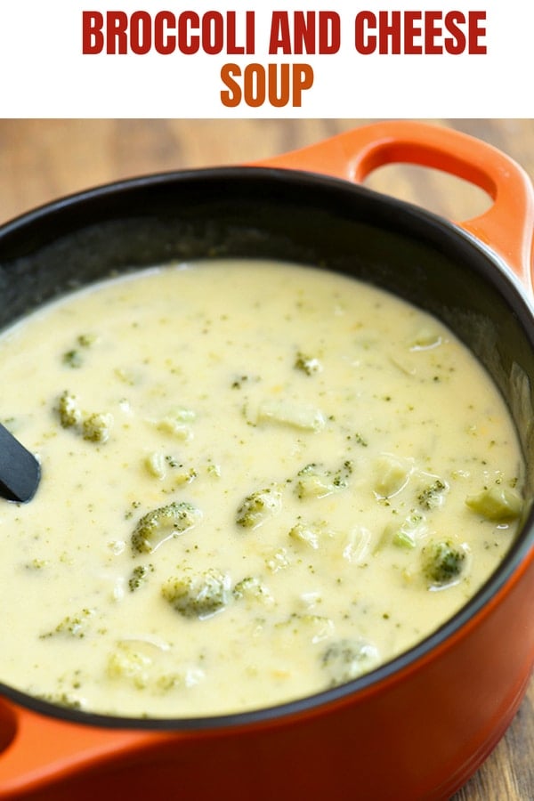 Cheesy Broccoli Soup in a pot