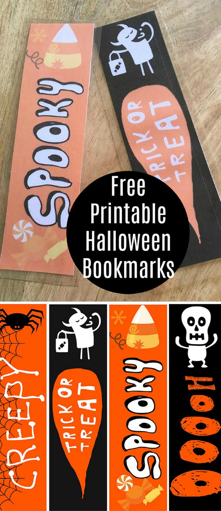 FREE Printable Halloween Bookmarks are the perfect party favors! Print, laminate, and give them out to trick or treaters. They're super cute and make reading fun!