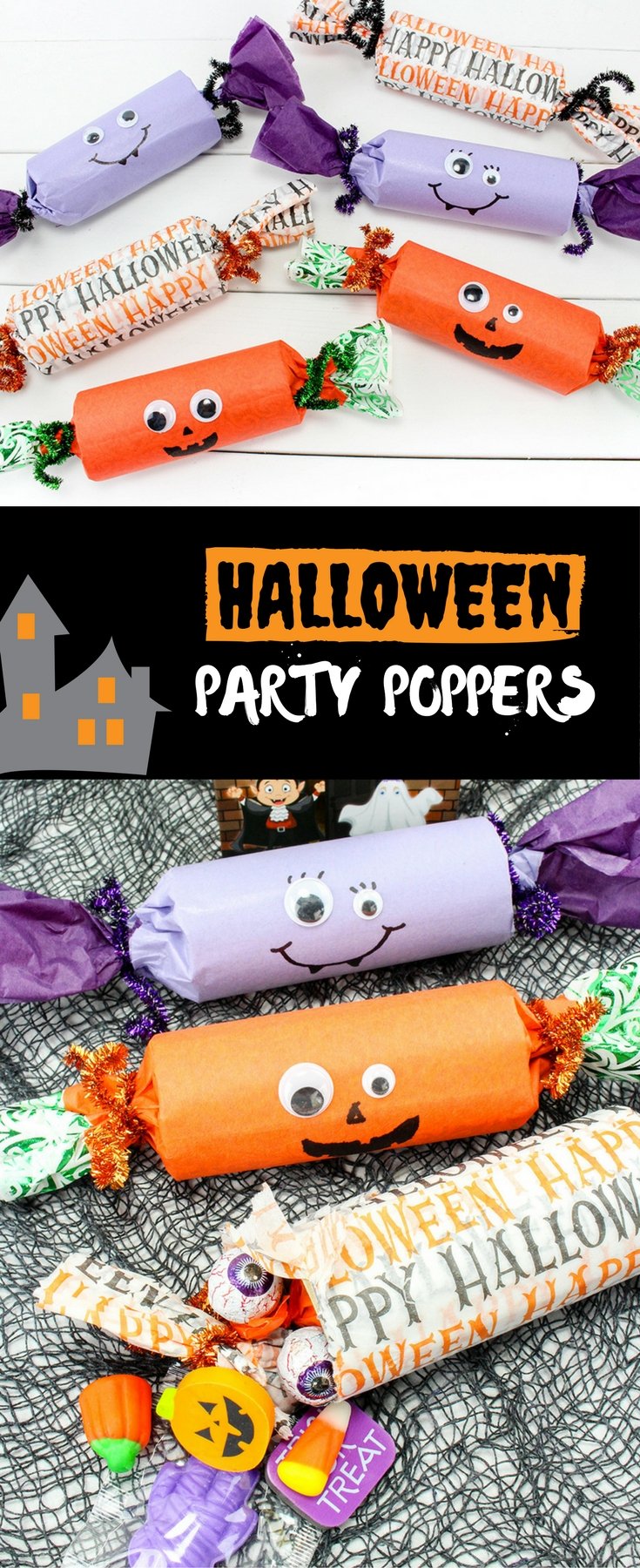 Halloween Party Poppers are a fun Halloween party decoration that your kids will love creating!
