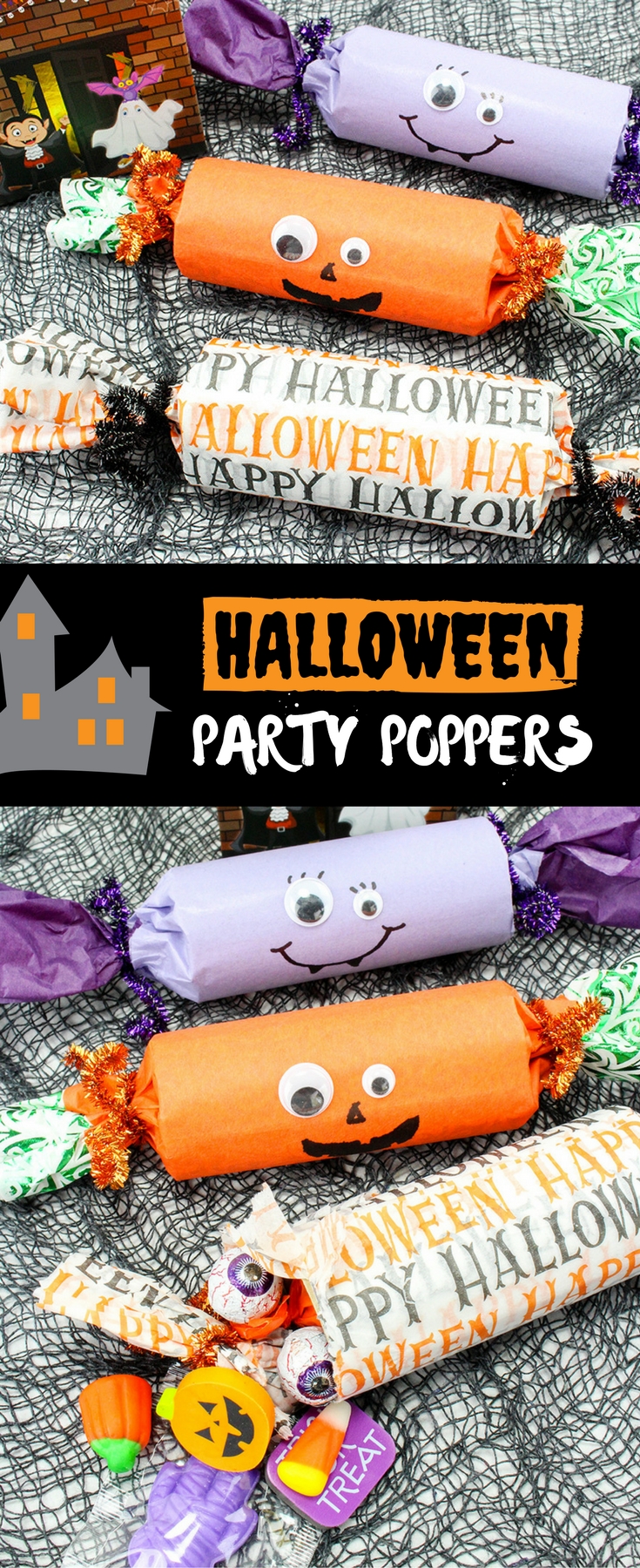 Halloween party poppers make trick or treating more fun with hidden candy and partie goodies
