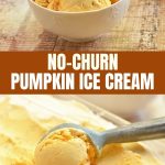 scoops of pumpkin ice cream in white bowls