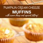 Pumpkin Cream Cheese Muffins filled with creamy cream cheese and apricot preserves. Bursting with Fall flavors, they're amazing for breakfast or anytime you need a sweet treat!
