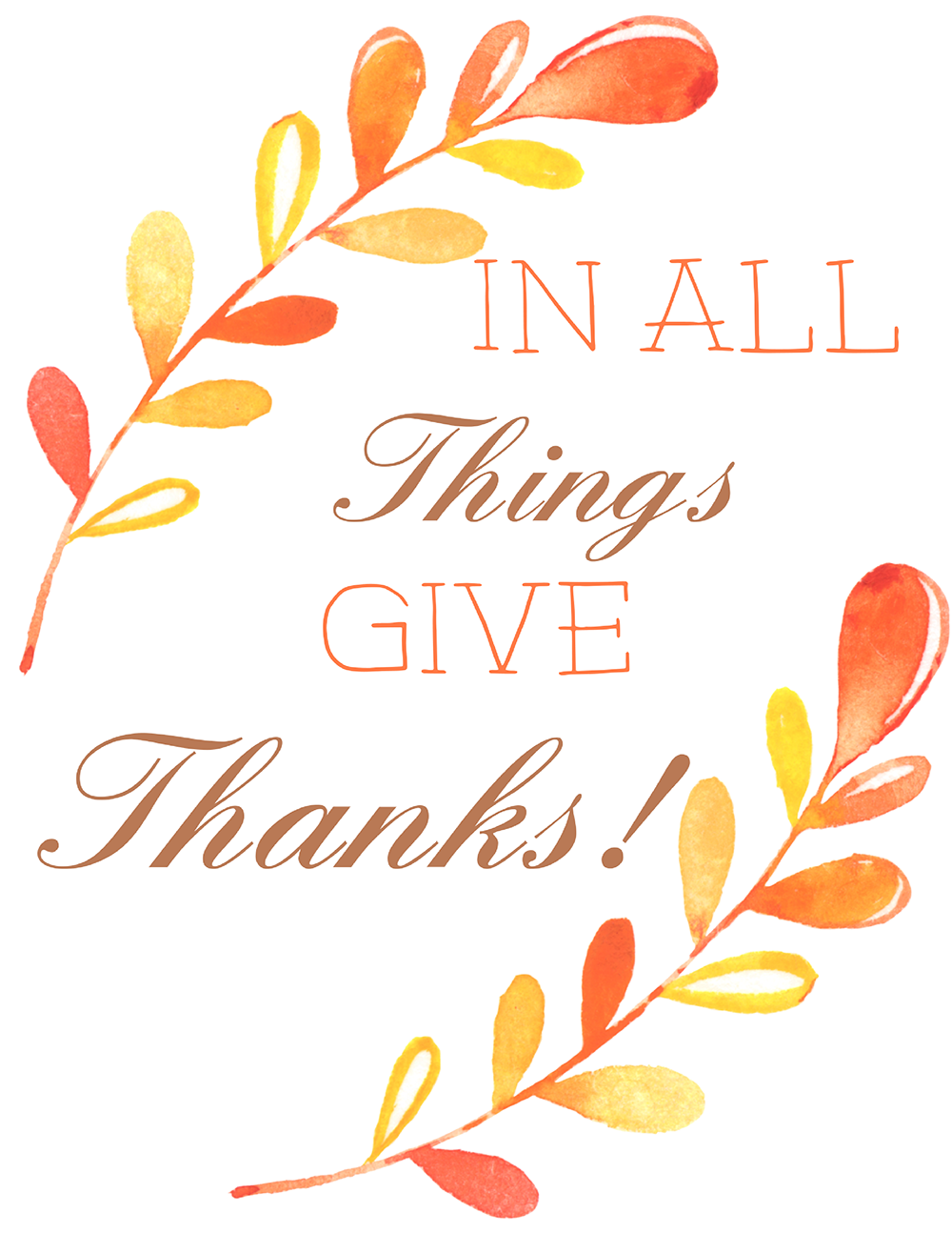 In All Things Give Thanks Fall Decor FREE Printable to easily update your home for Fall! They look amazing on the wall, on a countertop or anywhere you need a quick pop of Autumn colors. And they make great gifts, too!