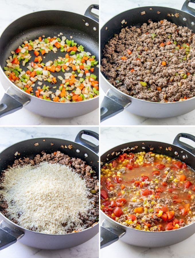 making Texas Hash casserole in one pan