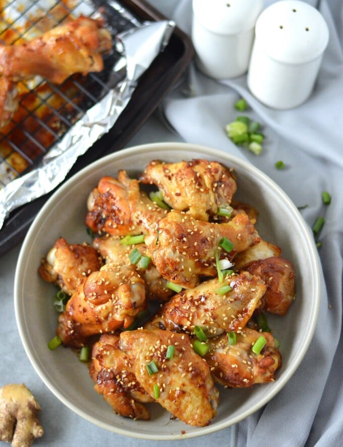 Honey Soy Chicken Wings in a serving bowl.