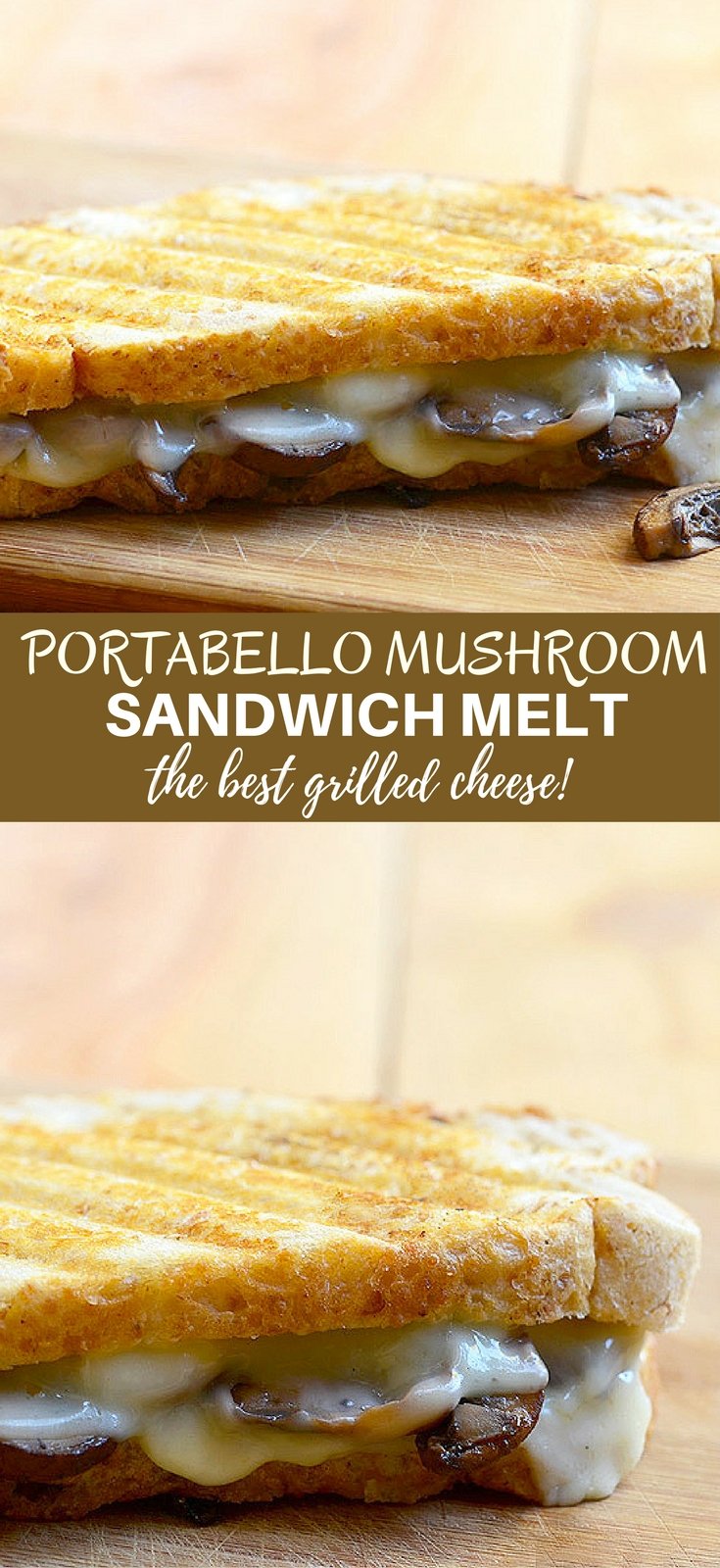 Portabello Mushroom Sandwich Melt with meaty mushrooms and gooey Provolone cheese on toasted French bread is the easiest and tastiest sandwich you can make! Perfect for a midday snack or light lunch!