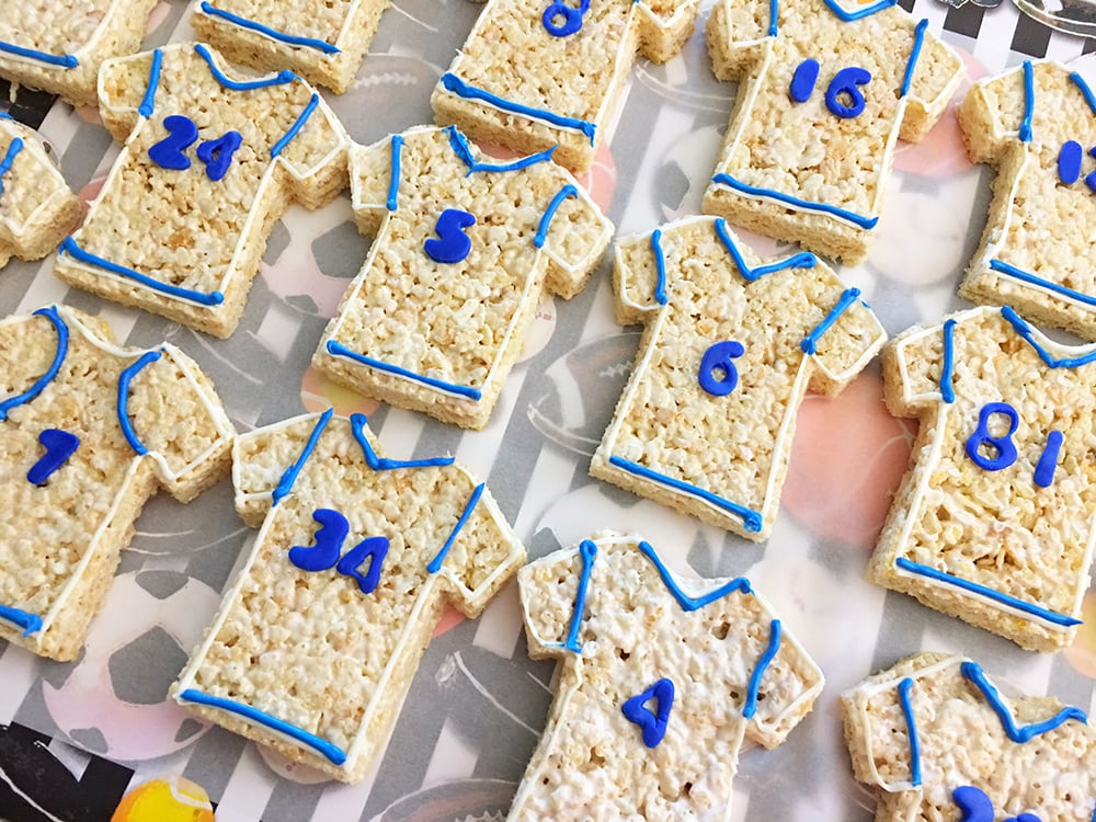 Football Jersey Rice Krispies Treats are the perfect dessert or snack for a game day party. They're as much fun to make as they are to eat!