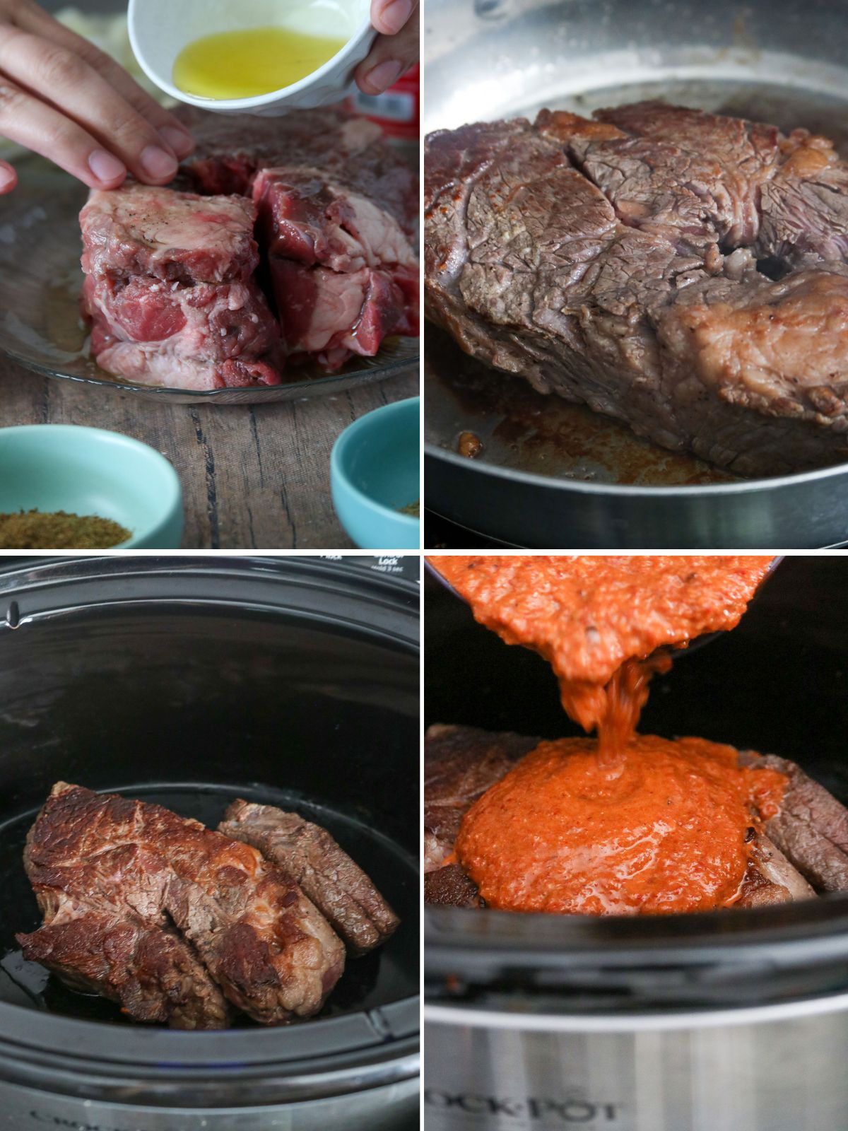 cooking beef barbacoa in a slow cooker