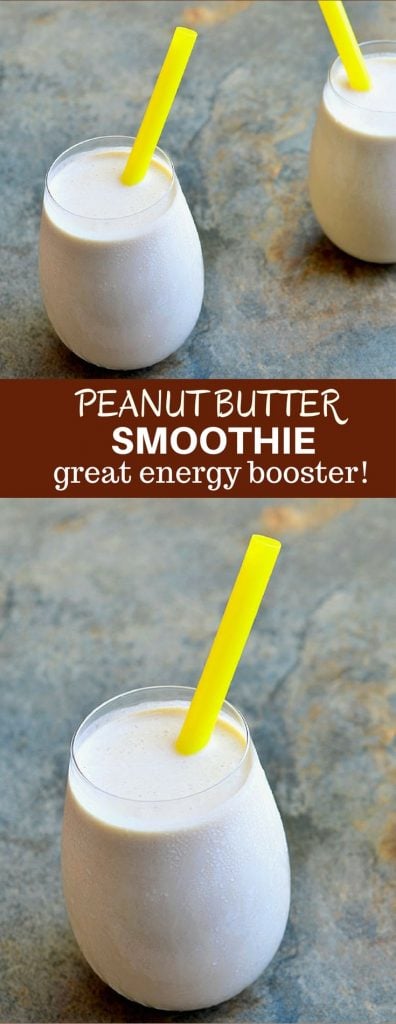 Peanut Butter Banana Smoothie is rich, creamy and ultra tasty! Packed with potassium, carbohydrates, and protein, it's a great breakfast or anytime pick-me-up treat.