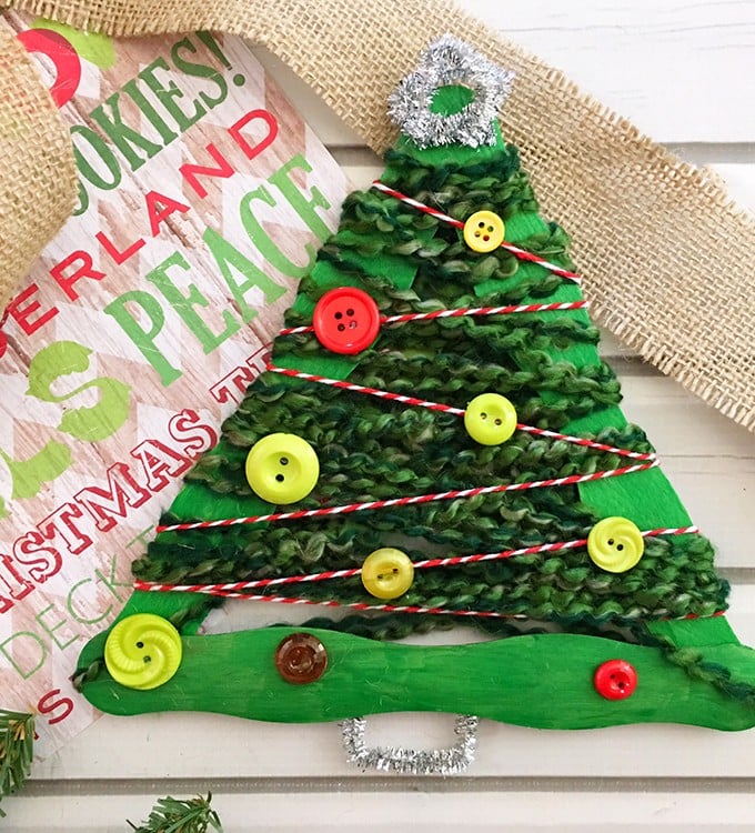 Yarn-Wrapped Christmas Tree Craft Stick Ornaments are a great holiday project for the whole family. They're so easy to make and a festive addition to your Christmas decor!