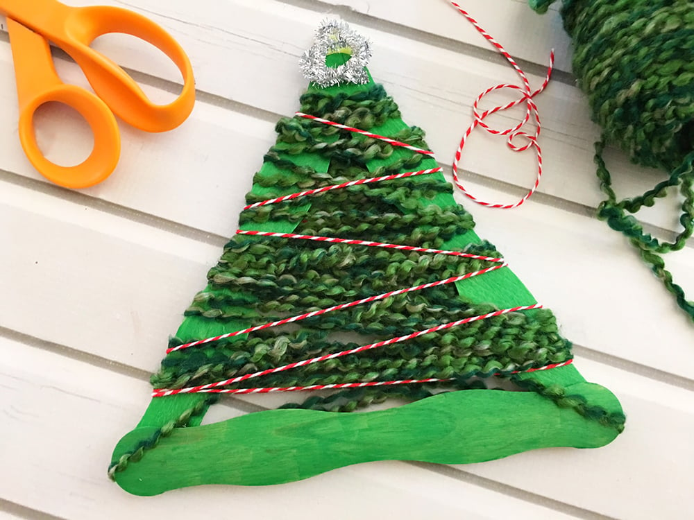 Decorate these tree ornaments with twine and pipe cleaner. These are a perfect family Christmas craft for all ages. 